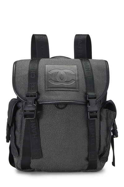 Metallic Black Canvas Sportline Backpack