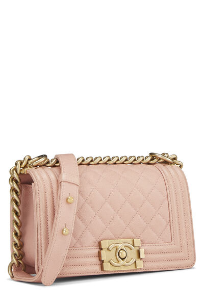 Pink Quilted Caviar Boy Bag Small, , large