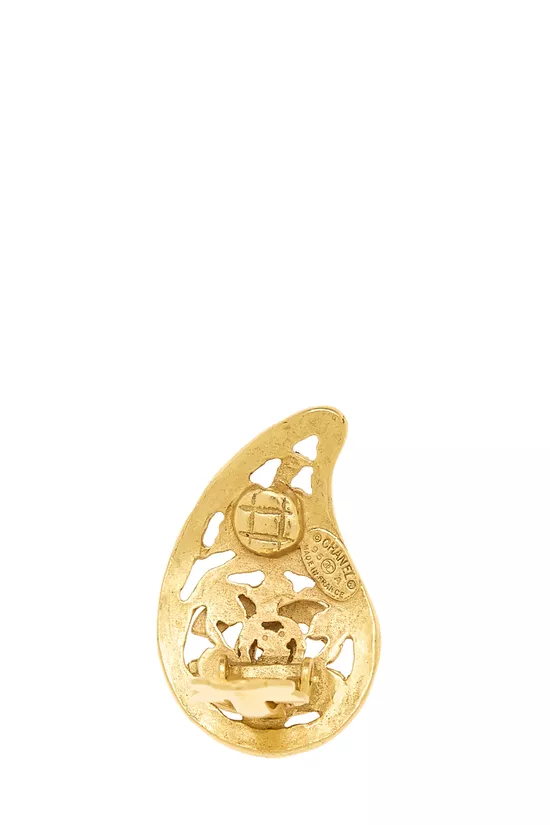 Gold Fretwork Paisley Earrings , , large image number 2