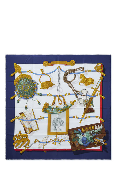 Blue & Multicolor 'Memoire d'Hermes' Silk Scarf 90