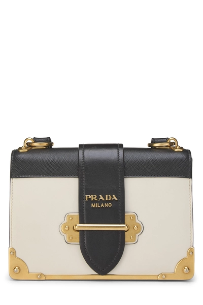 White & Black Leather Cahier Crossbody