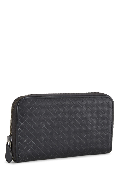 Black Intrecciato Zip Around Wallet, , large