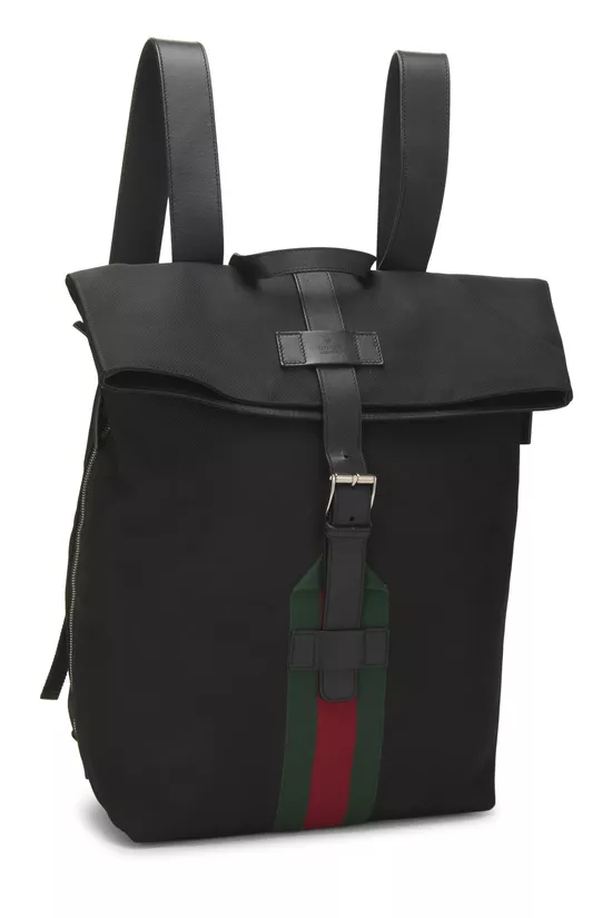 Black Techno Canvas Web Backpack, , large image number 1