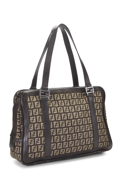 Fendi Brown Zucchino Canvas Boston Small — photo 2