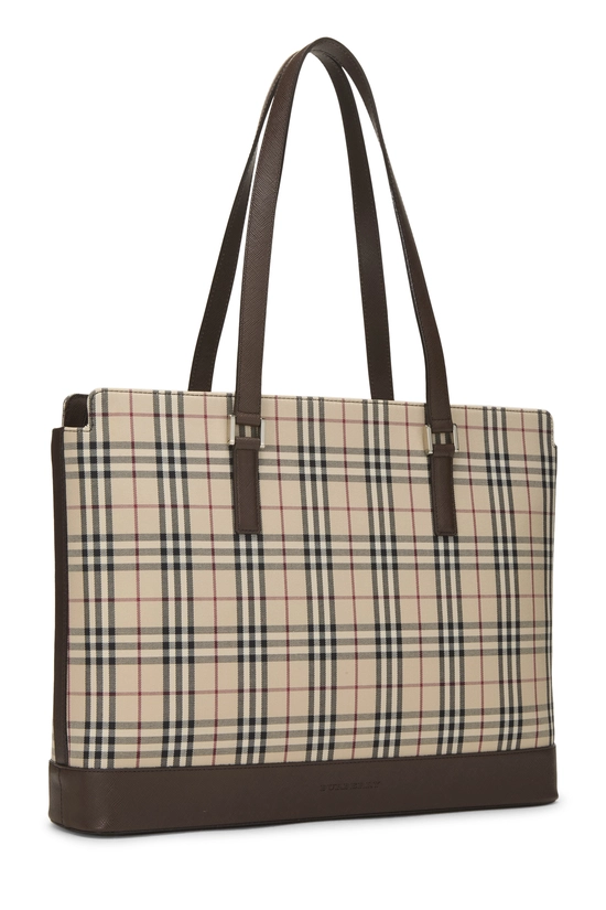 Brown Check Jacquard Canvas Zip Tote Medium, , large image number 1