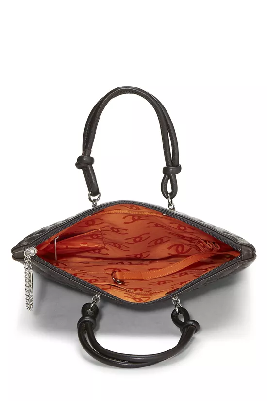 Brown Lambskin Cambon Flat Tote, , large image number 5