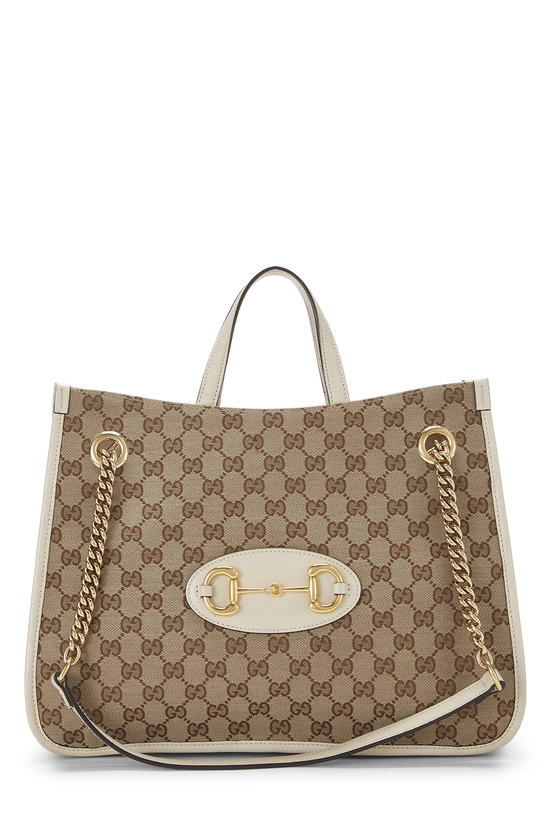 White Original GG Canvas 1955 Horsebit Tote, , large image number 0