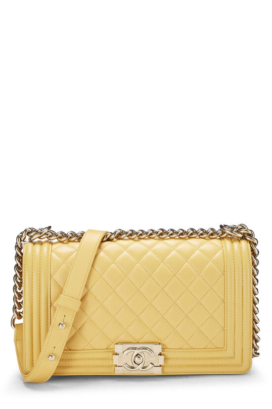 Chanel Navy Quilted Lambskin Medium Boy Bag Gold Hardware