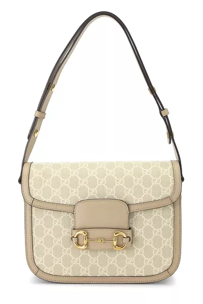Beige GG Supreme 1955 Horsebit Shoulder Bag