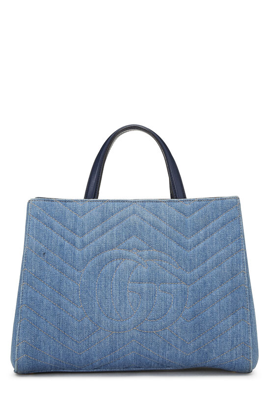 Blue Denim GG Marmont Top Handle Bag Small, , large image number 6