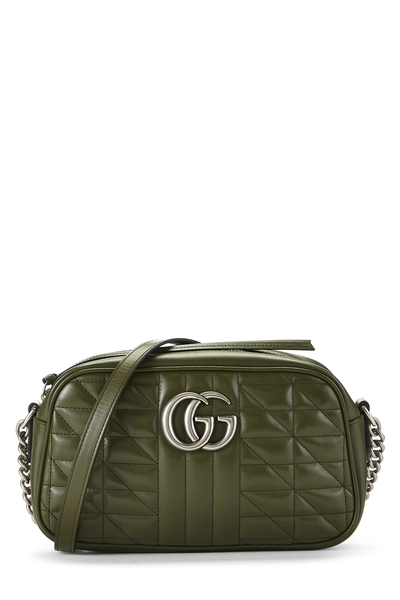 Gucci Green Leather GG Marmont Crossbody Small