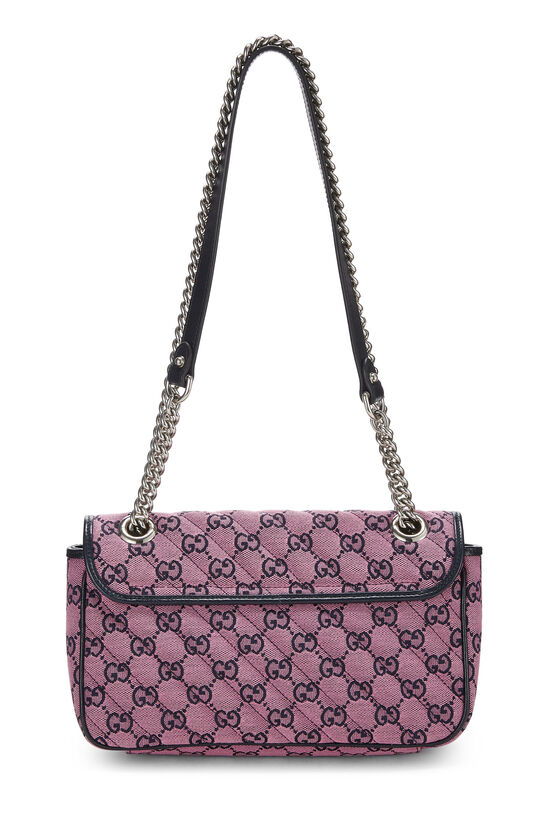 Gucci Monogram Multicolor Mini GG Marmont Shoulder Bag - Pink