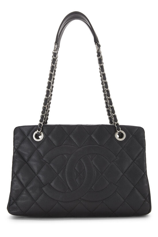 Black Quilted Caviar Timeless 'CC' Tote Small, , large image number 0