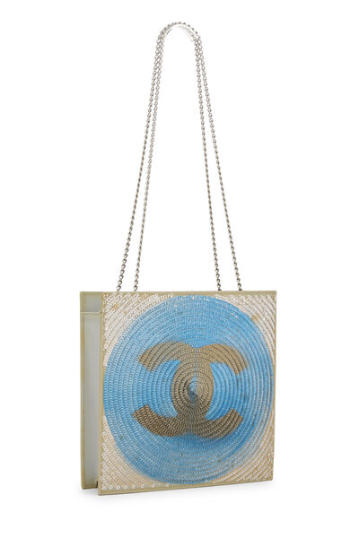 Multicolor Sequin & Grey Nylon 'CC' Shoulder Bag, , large