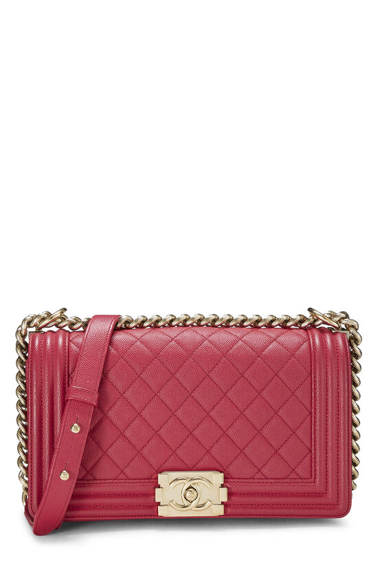 Chanel Pink Quilted Caviar Boy Bag Medium Q6B01A1IP7017