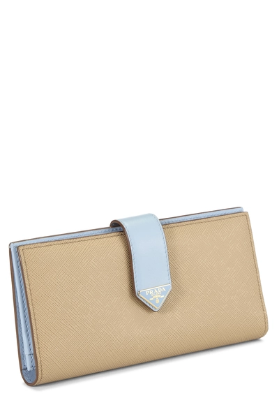 Beige Saffiano Long Wallet, , large