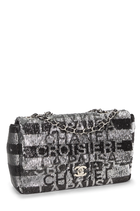 Black Sequin La Pausa Classic Flap Medium, , large image number 1