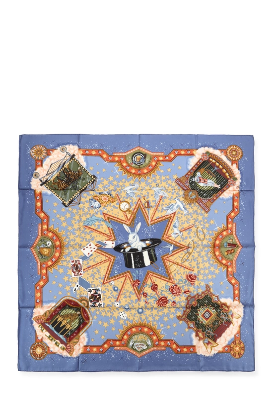 Blue & Multicolor 'La Magie' Silk Scarf 90, , large image number 0