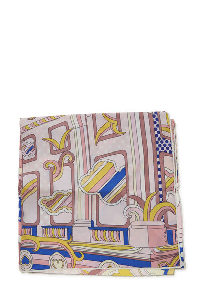 Pink & Multicolor 'Faubourg Rainbow' Silk Pocket Square, , large