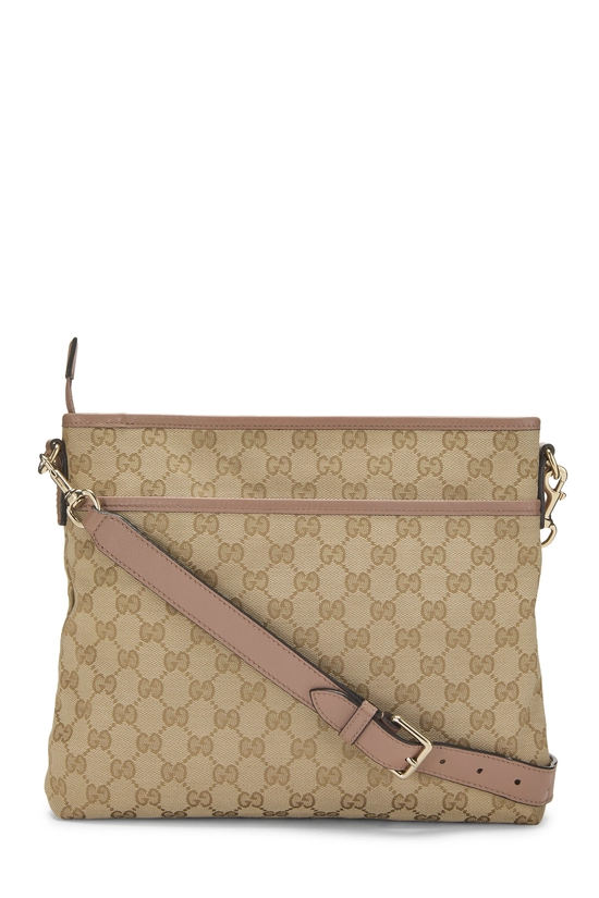 Pink Original GG Canvas Zip Flat Messenger, , large image number 4