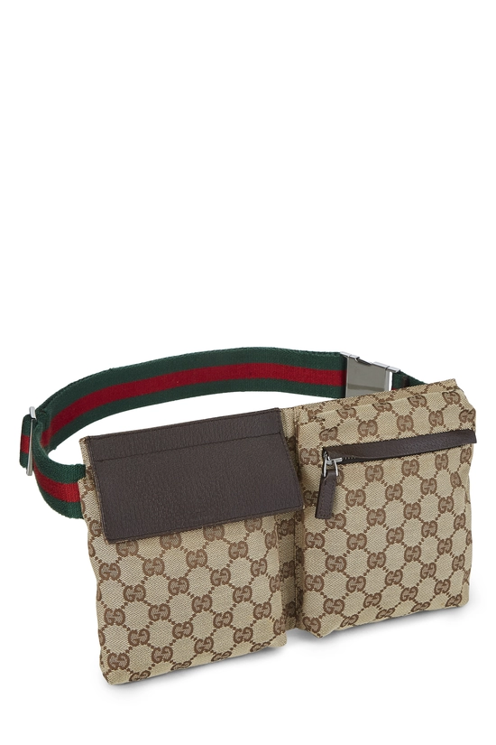 Original GG Canvas Web Double Pocket Waist Pouch, , large image number 1