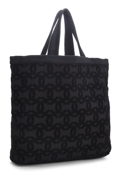 CHANEL Black Terry Cloth CC Logo Beach Tote Bag w/ Towel and Pouch