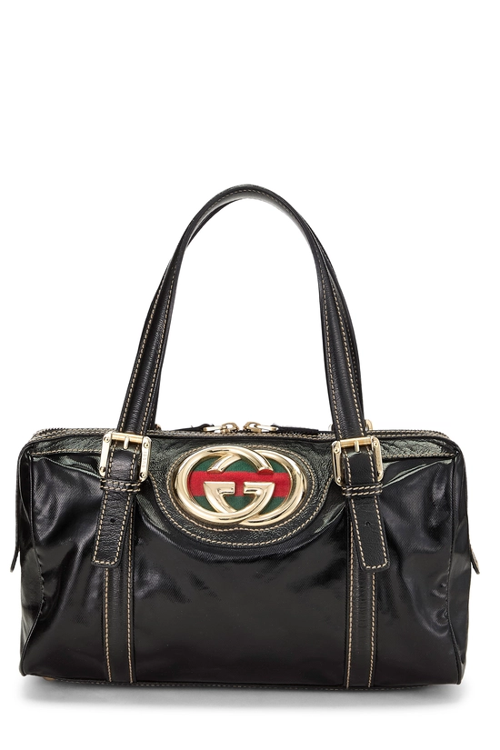 Black Coated Canvas Britt Boston Bag, , large image number 0