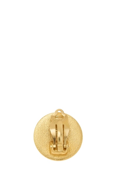 Black Mother of Pearl 'CC' Button Earrings, , large