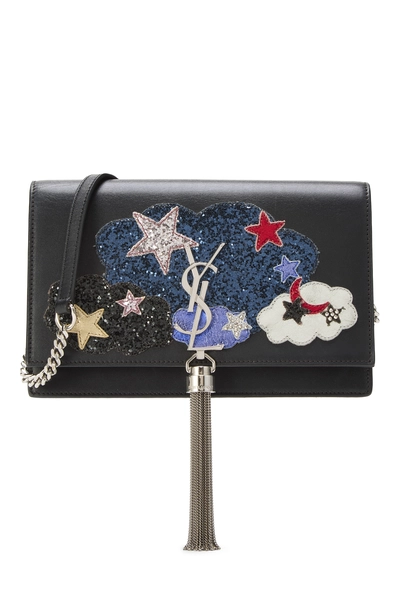 YSL Black Calfskin Embellished Kate Tassel Wallet On Chain (WOC)