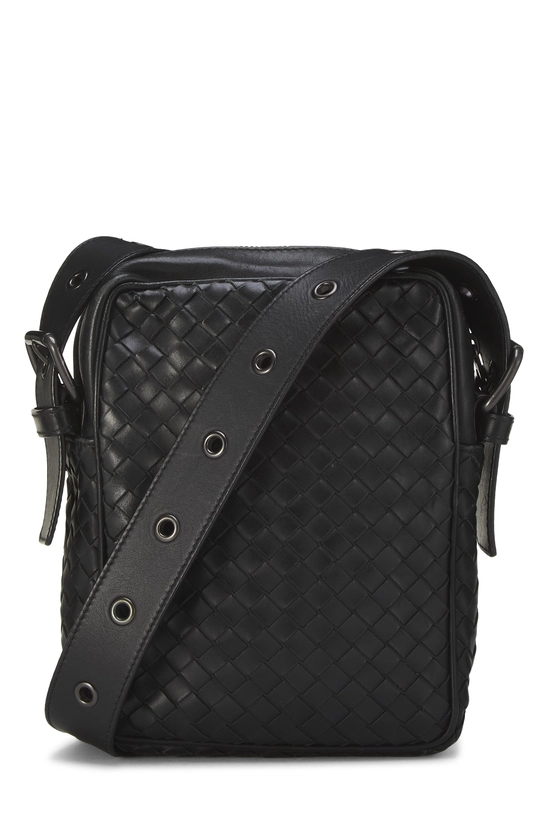 Black Intrecciato Flap Pocket Messenger Bag, , large image number 3