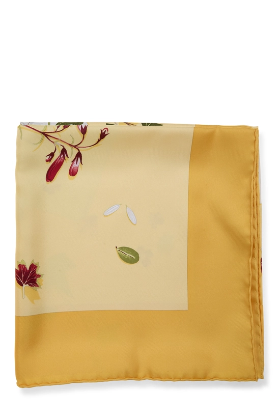 Yellow & Multicolor 'Des Fleurs Pour Le Dire' Silk Scarf 90, , large image number 1