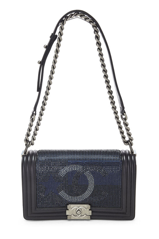 Chanel Navy Embellished Crystal Boy Bag Medium Q6B01A0YN7000