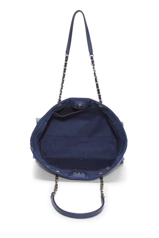 Navy Woven Raffia Deauville Tote Medium, , large image number 5