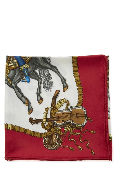 Red & Multicolor 'Les F&ecirc;tes du Roi Soleil' Silk Scarf 90, , large