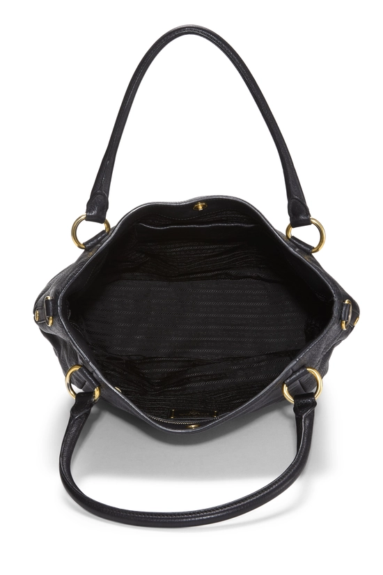 Black Vitello Daino Convertible Tote, , large image number 5