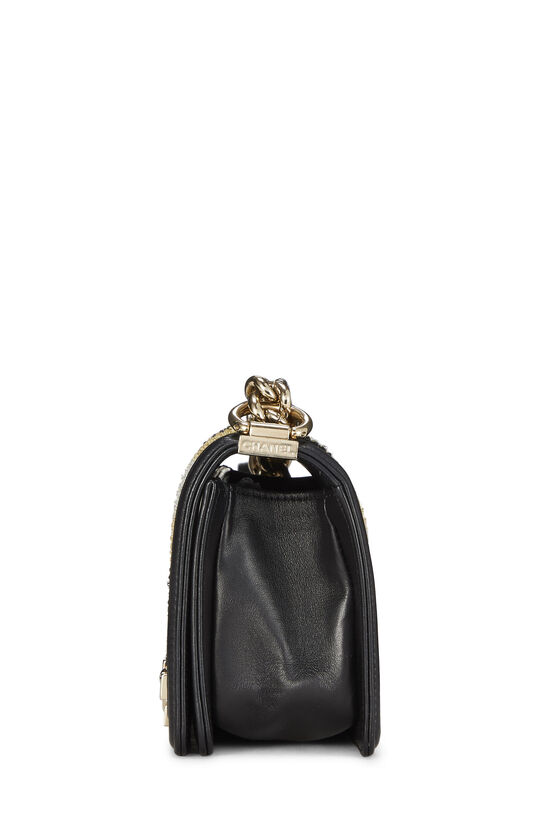 Black Textured Chevron Calfskin Boy Bag Small, , large image number 4