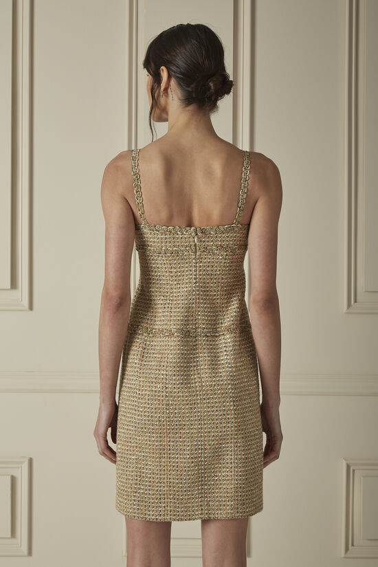 Chanel Gold & Multicolor Tweed Dress Suit Set 60CHW-076