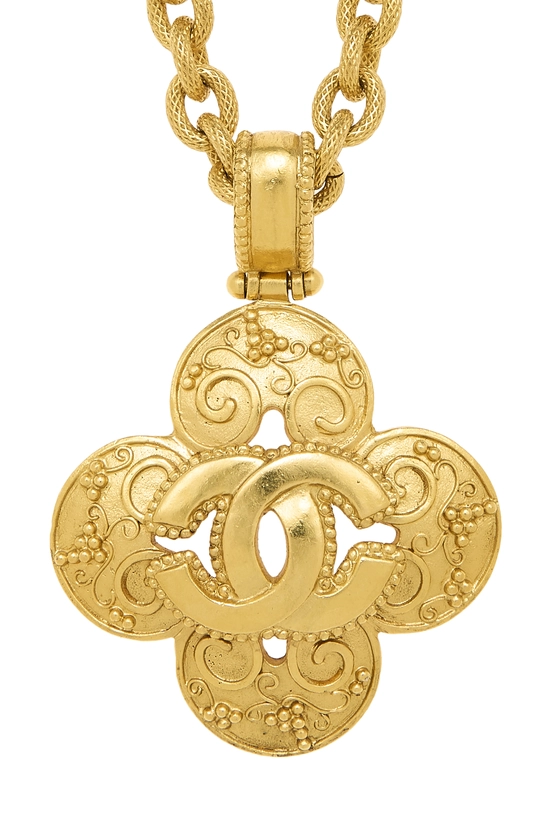 Gold 'CC' Clover Necklace, , large image number 1