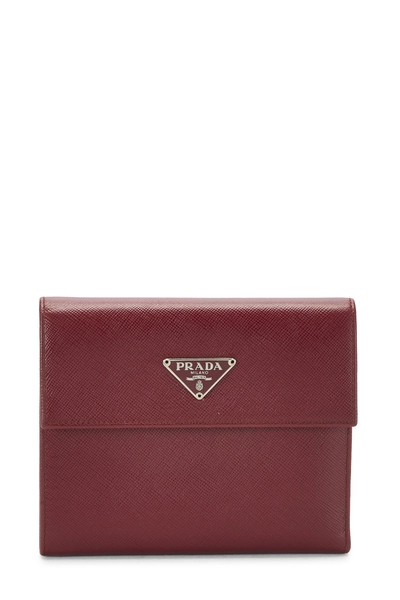 Burgundy Saffiano Snap Compact Wallet
