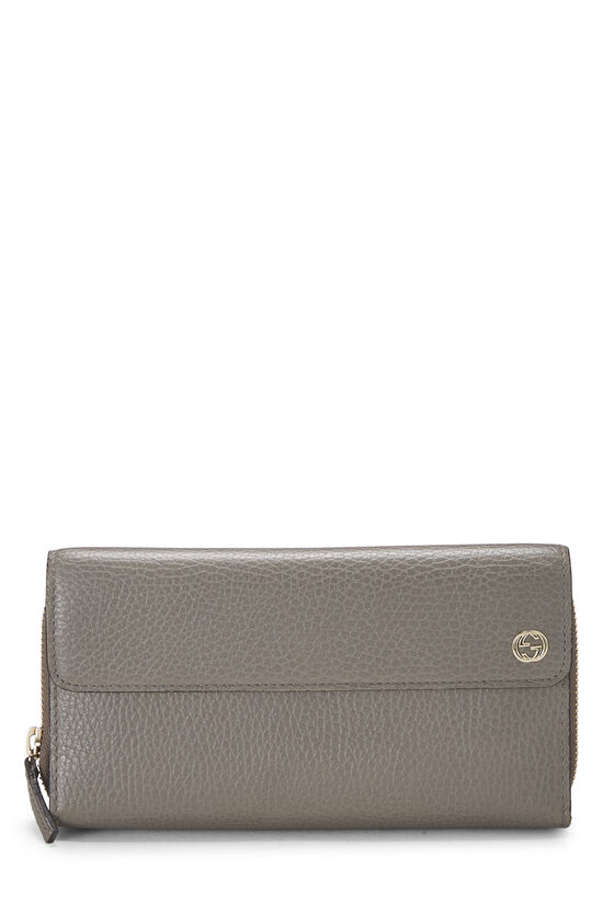 Grey Leather Continental Wallet, , large image number 0