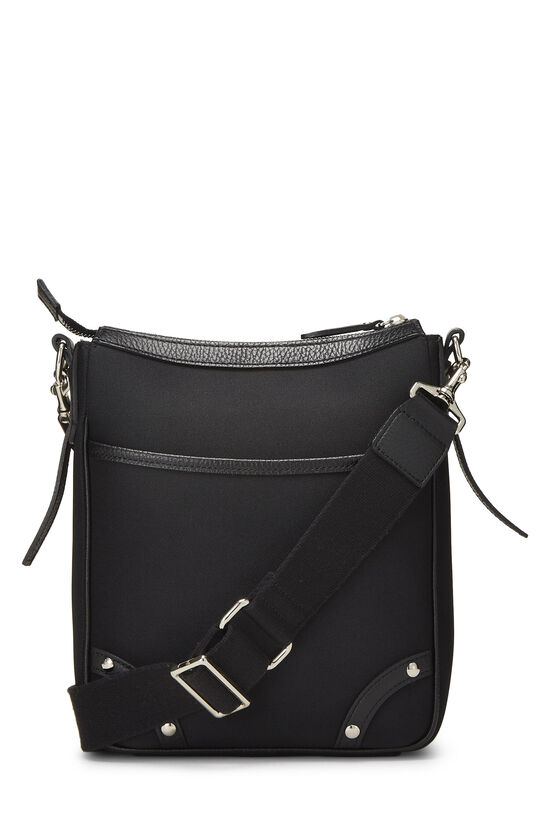 Black Nylon Check Vertical Messenger Bag, , large image number 3