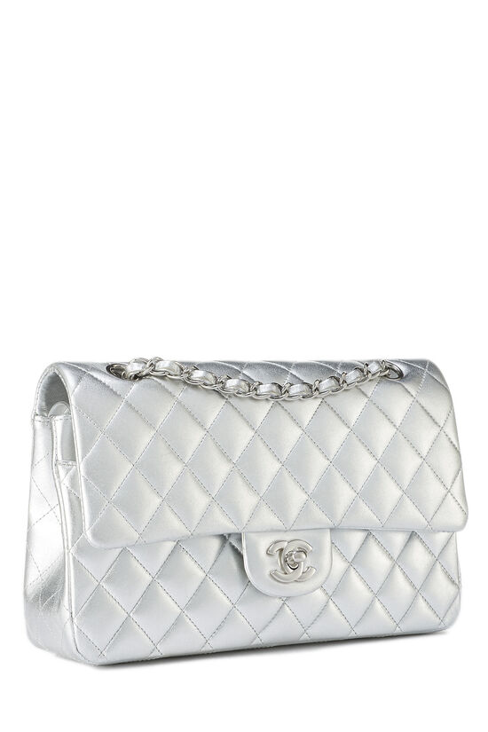 Silver Quilted Lambskin Classic Double Flap Medium, , large image number 1