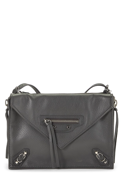 Grey Calfskin Papier Sight Zip Around Clutch