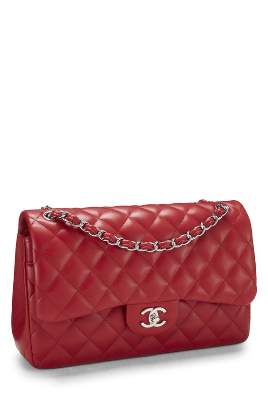 Red Quilted Lambskin New Classic Double Flap Jumbo, , large image number 1