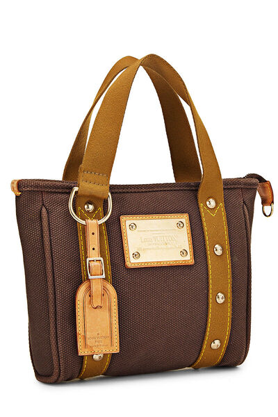 Brown & Olive Canvas Antigua Cabas PM, , large