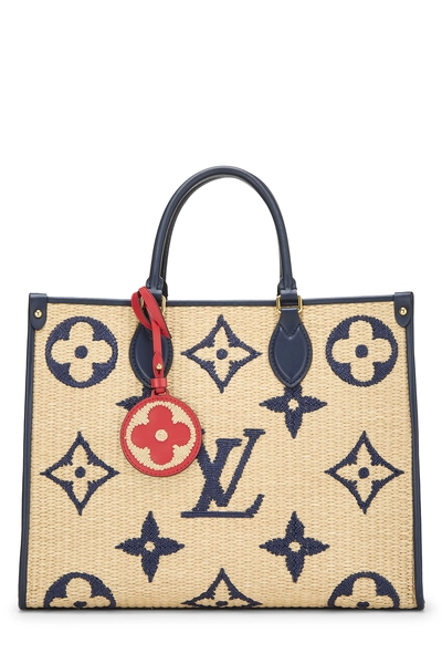 Louis Vuitton Navy Raffia On The Go Tote MM