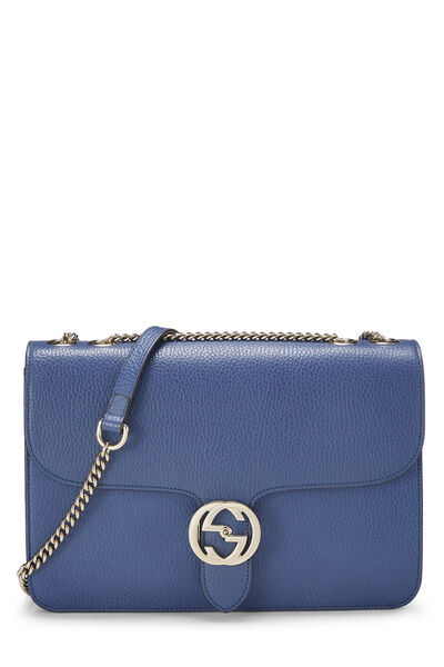 Blue Leather Interlocking Crossbody Large