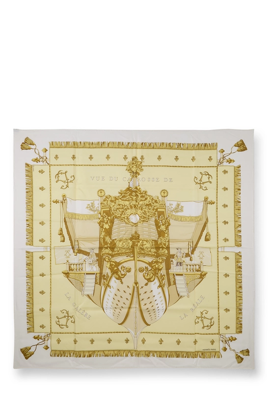White & Multicolor 'La Reale Vue du Carrosse de la Gal&egrave;re' Silk Scarf 90, , large image number 0