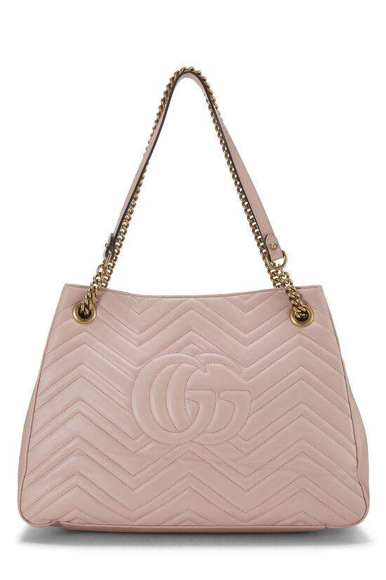 Pink Leather GG Marmont Chain Tote, , large image number 3