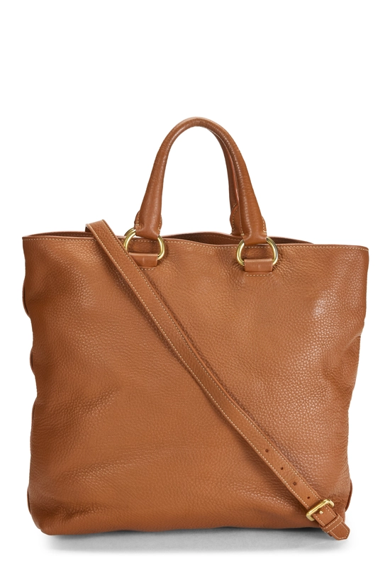 Orange Vitello Daino Shopping Tote Large, , large image number 3